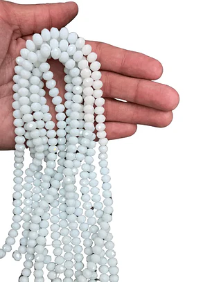 Fio de contas cristal branco leitoso 4mm - 85 contas