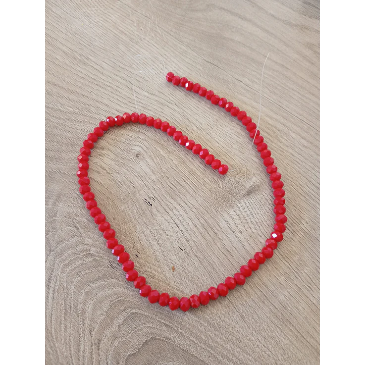 Fio de contas cristal vermelho cereja leitoso 4mm - 86 contas 1