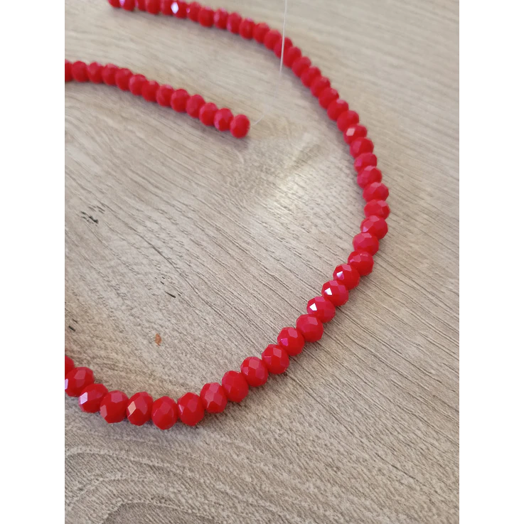 Fio de contas cristal vermelho cereja leitoso 4mm - 86 contas 2