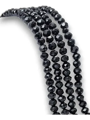 Fio de contas cristal preto leitoso 4mm - 89 contas