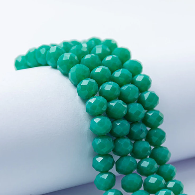 Fio de contas cristal verde leitoso 4mm 1
