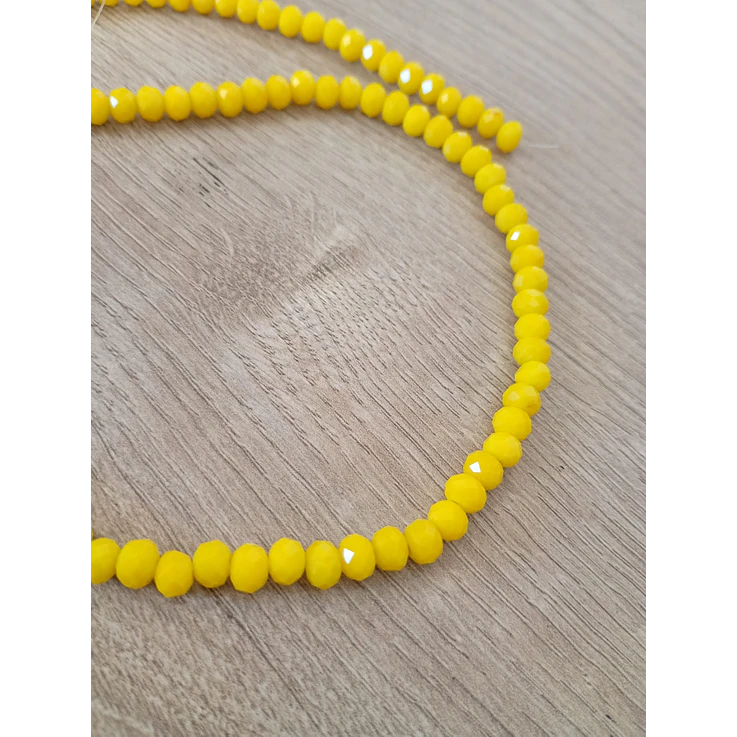 Fio de contas cristal amarelo leitoso 4mm - 99 contas 2
