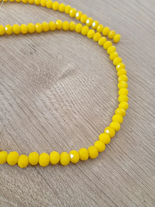 Fio de contas cristal amarelo leitoso 4mm - 99 contas