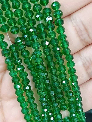 Fio de contas cristal verde transparente 4mm - 85 contas