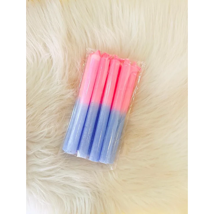 Vela 15 cm rosa c/ azul 1