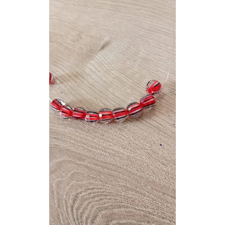 Contas redondas cristal miolo preto e vermelho 4mm 1