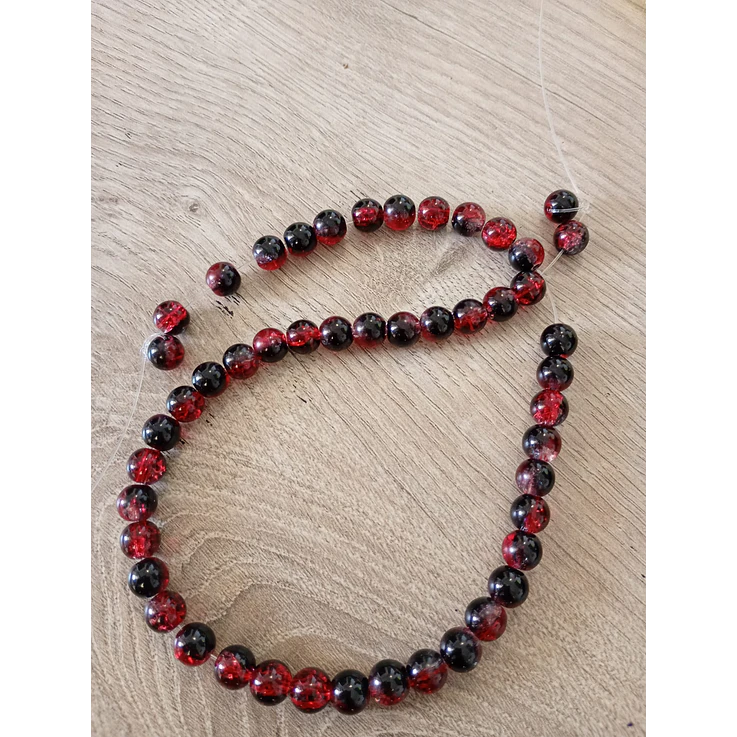 Contas redondas vermelho com preto 4mm 1