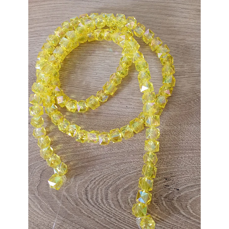 Fio acrílico quadrado facetado cristal amelo espelhado 8mm 1