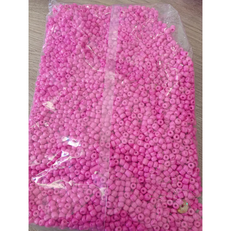 Missanga Rosa chiclete leitoso 4mm - 500g 1