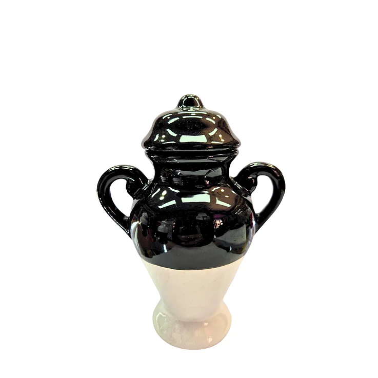 Quartinha loiça c/asa 18cm preto e branco 1