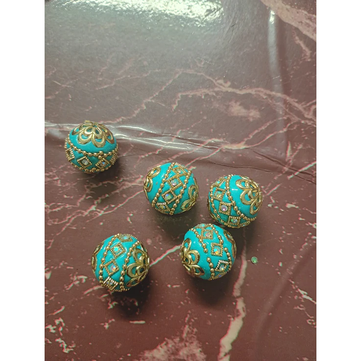 Firma bola azul turquesa trabalhada com strass 1