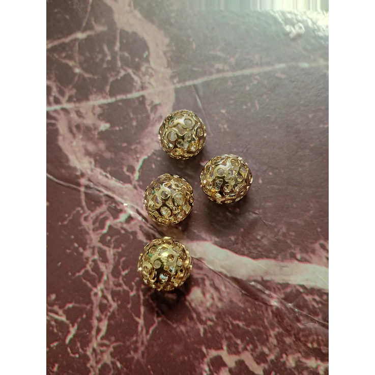 Entremeio bola dourado/prata com strass interno 1