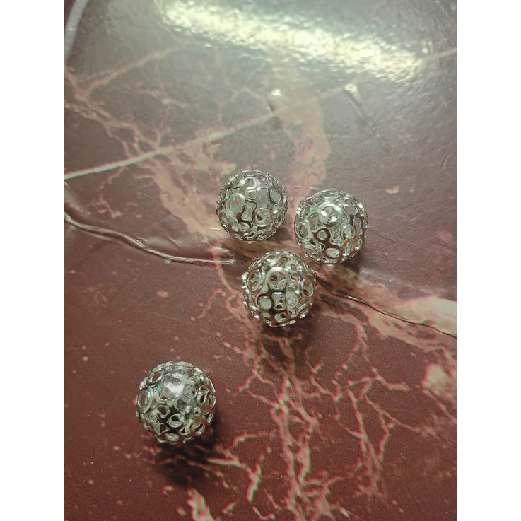 Entremeio bola dourado/prata com strass interno 2