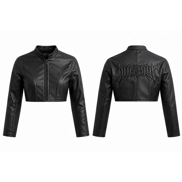 Chaqueta crop eco - cuero 