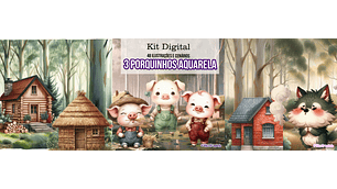 3 Porquinhos Aquarela