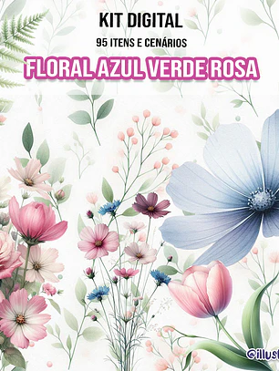 Flores Azul Verde Rosa Flores