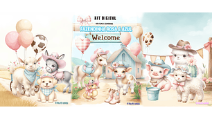 Fazendinha Aquarela Rosa e Azul