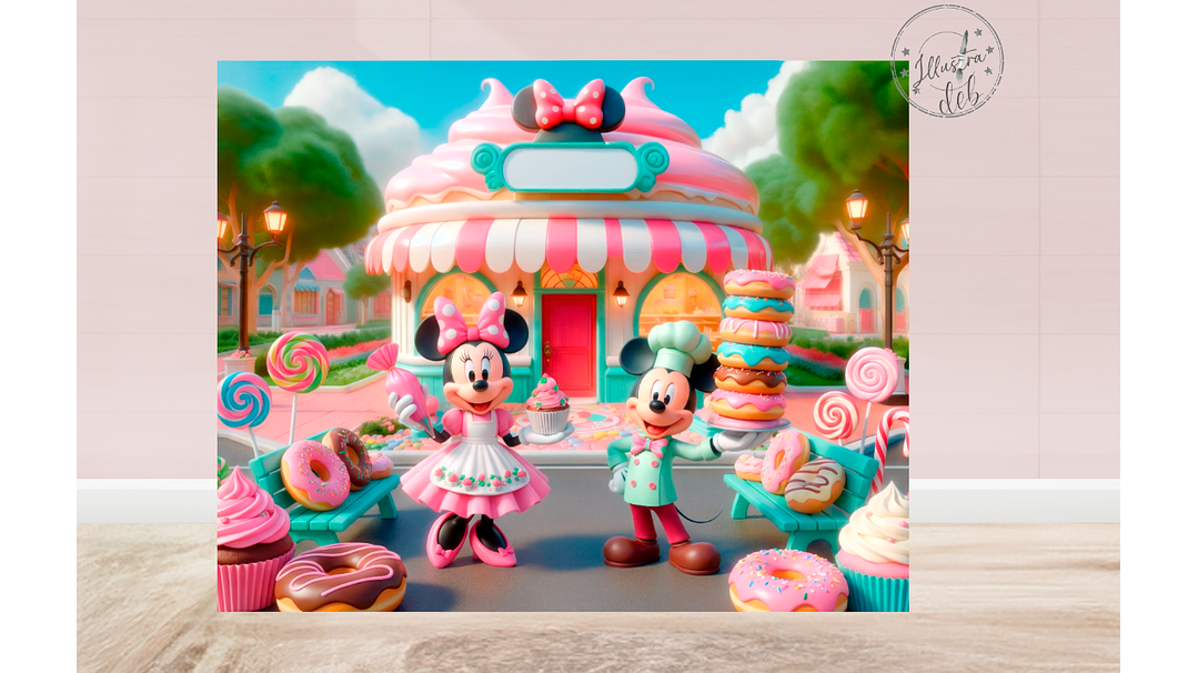 Arte Pronta - Mickey e Minnie Patisserie 5x4 1