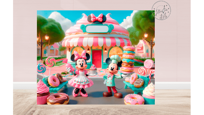 Arte Pronta - Mickey e Minnie Patisserie 5x4 1