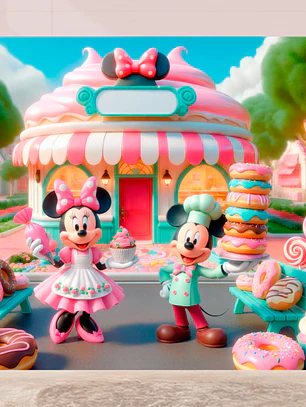 Arte Pronta - Mickey e Minnie Patisserie 5x4