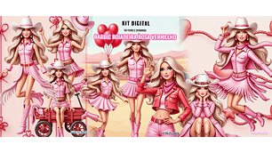 Barbie Boiadeira Rosa e Vermelho