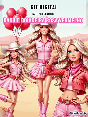 Barbie Boiadeira Rosa e Vermelho
