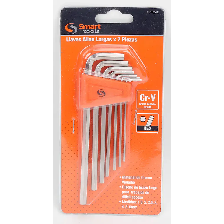 JGO LLAVES ALLEN LARGAS DE 7 PZS 1.5 A 6.0 MM 1