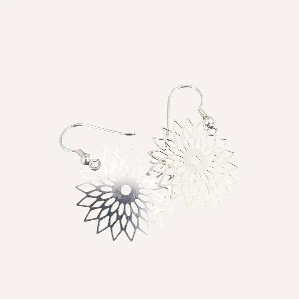 Aros Plata 925 Mandala Calada 2