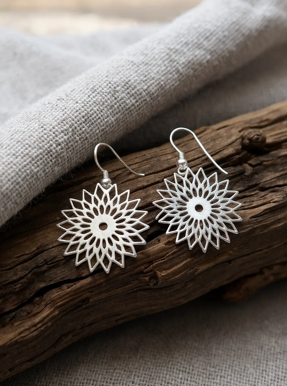 Aros Plata 925 Mandala Calada 1