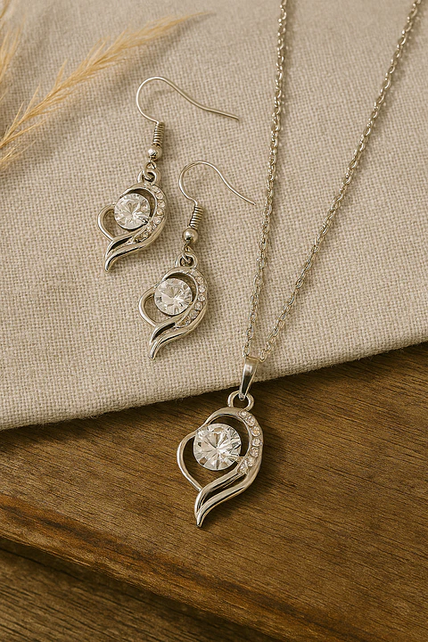 Conjunto Plata 925 Corazones