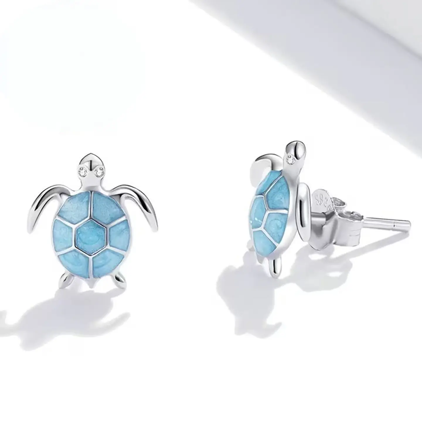 Aros Plata 925 Tortuga Azul 1