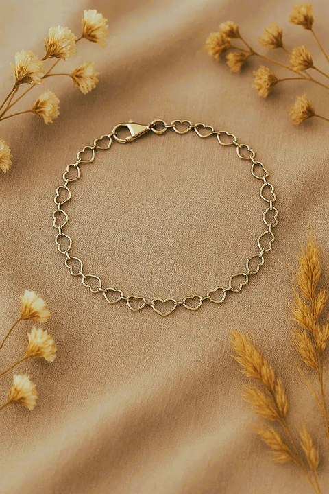 Pulsera Bañada Plata 925 Corazones