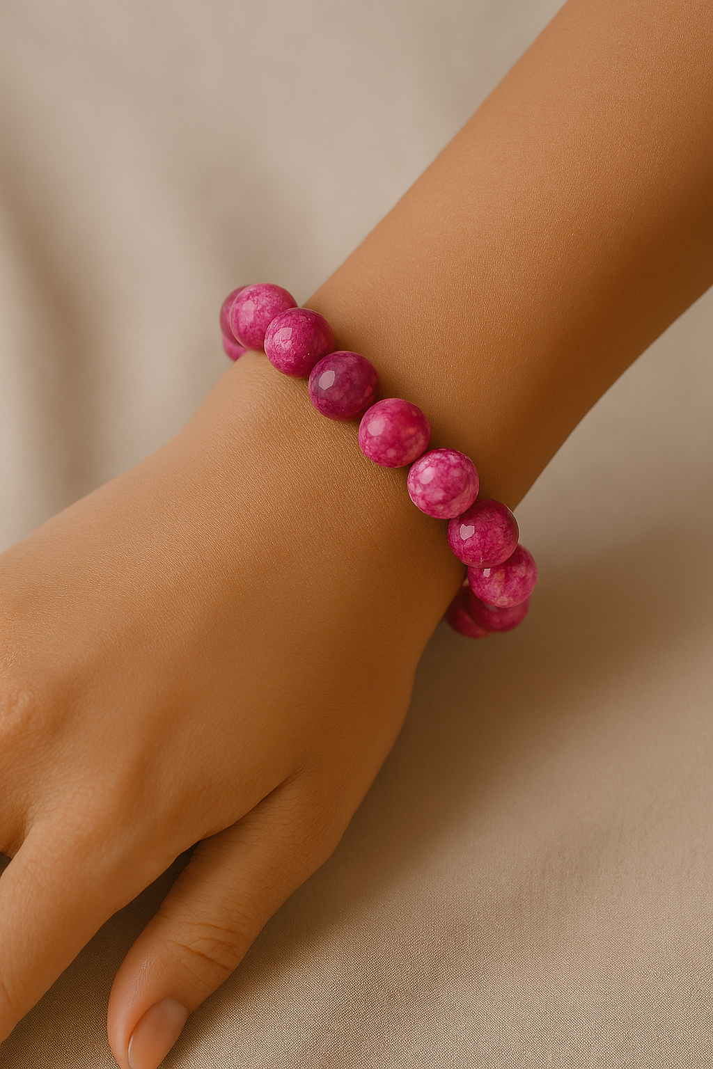 Pulsera Agata Rosa Elasticada 4