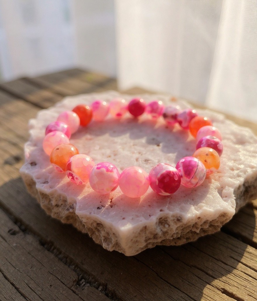 Pulsera Agata Rosa Elasticada 1