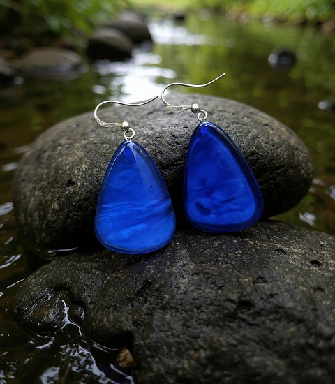 Aros Resina Azul Geométrico