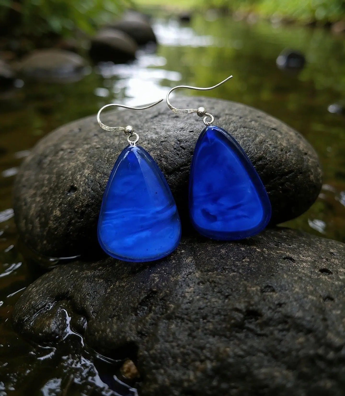 Aros Resina Azul Geométrico 1