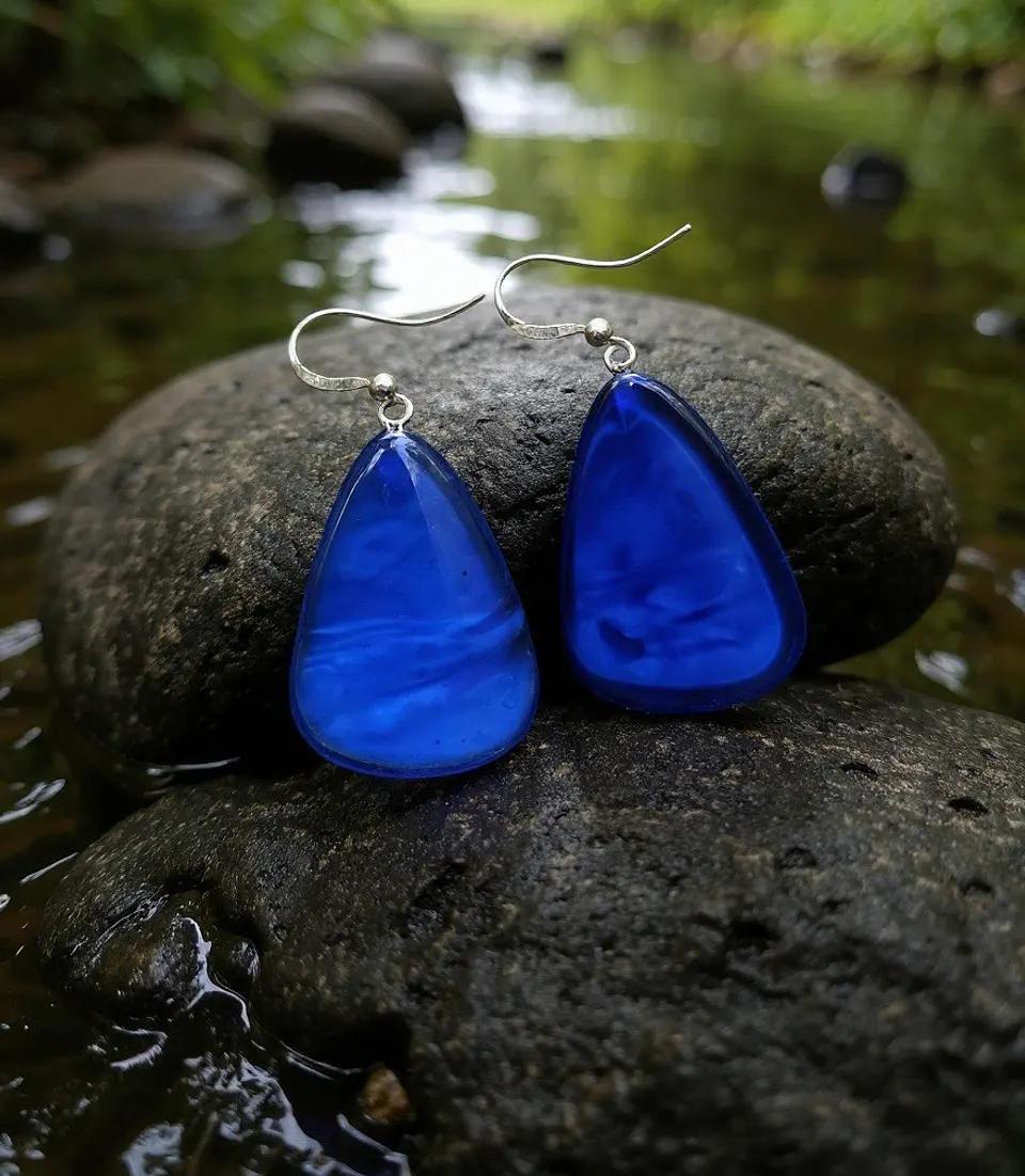 Aros Resina Azul Geométrico 1