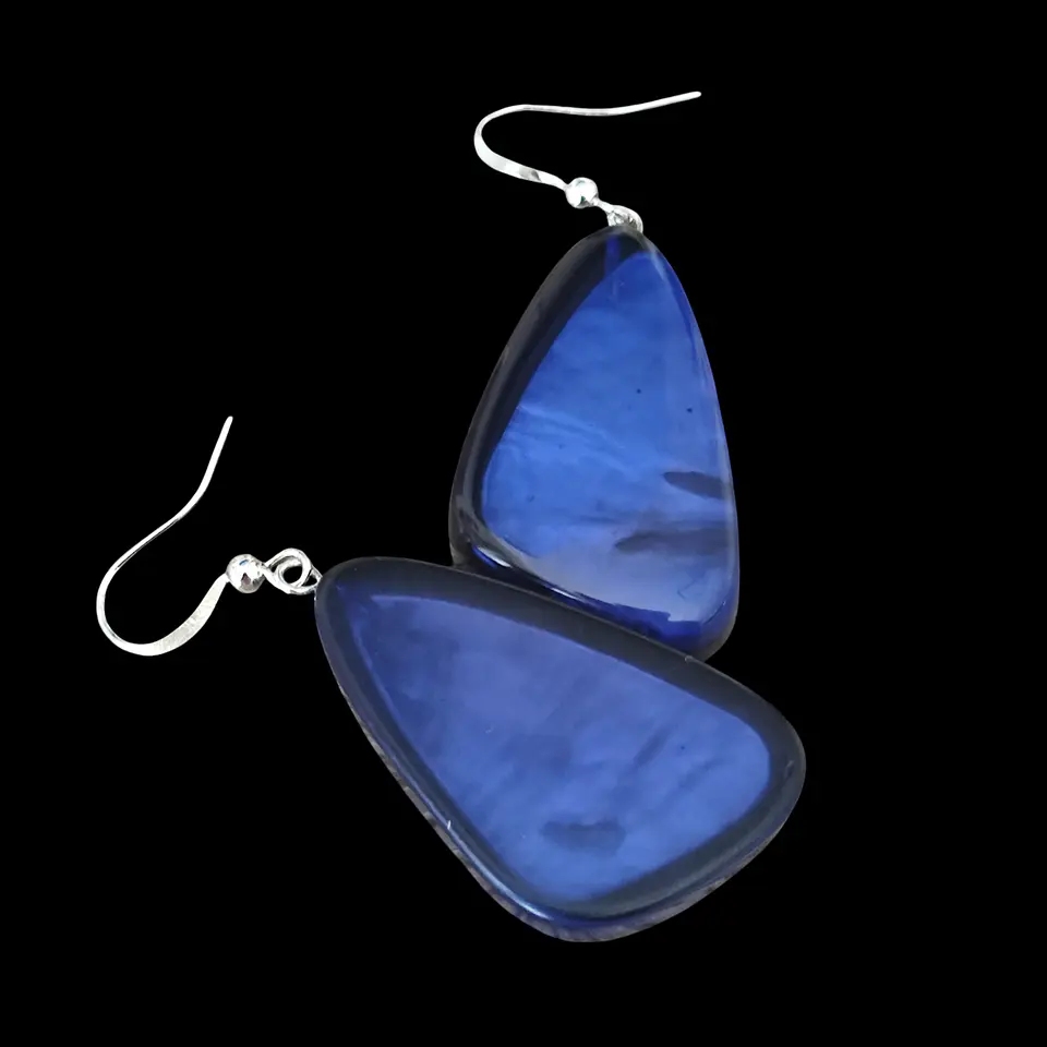 Aros Resina Azul Geométrico 2