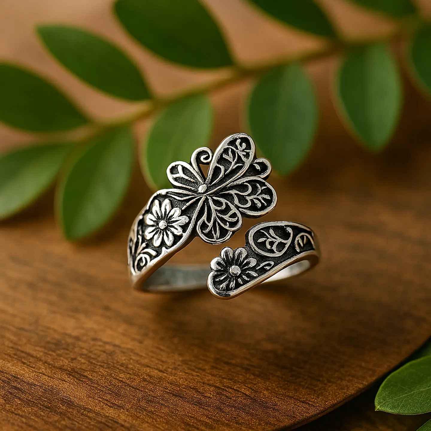 Anillo Plata Vintage Mariposa 1
