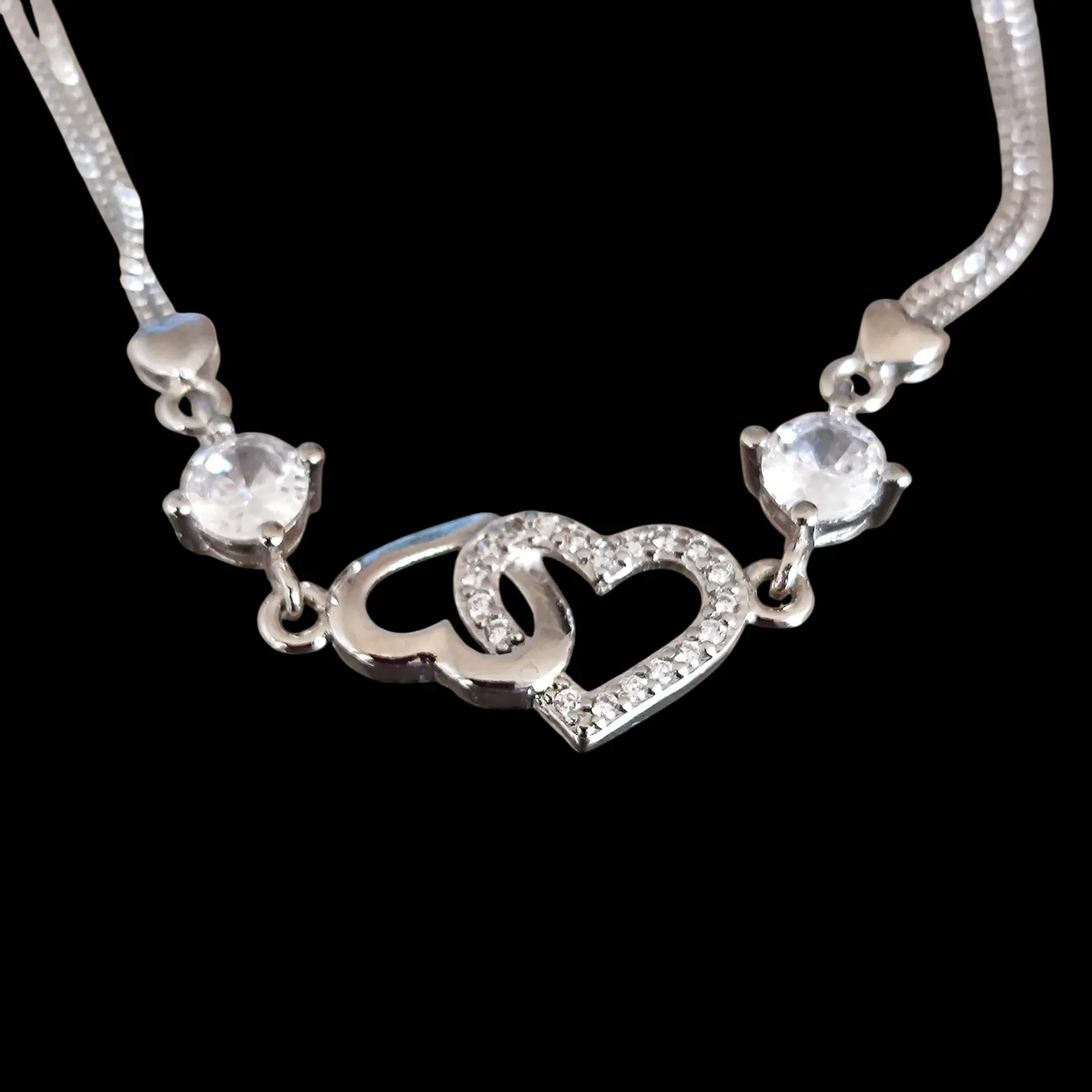 Pulsera Plata 925 Corazones Cruzados 2