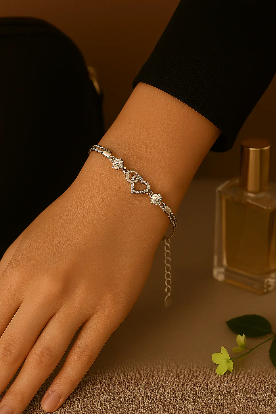 Pulsera Plata 925 Corazones Cruzados 4