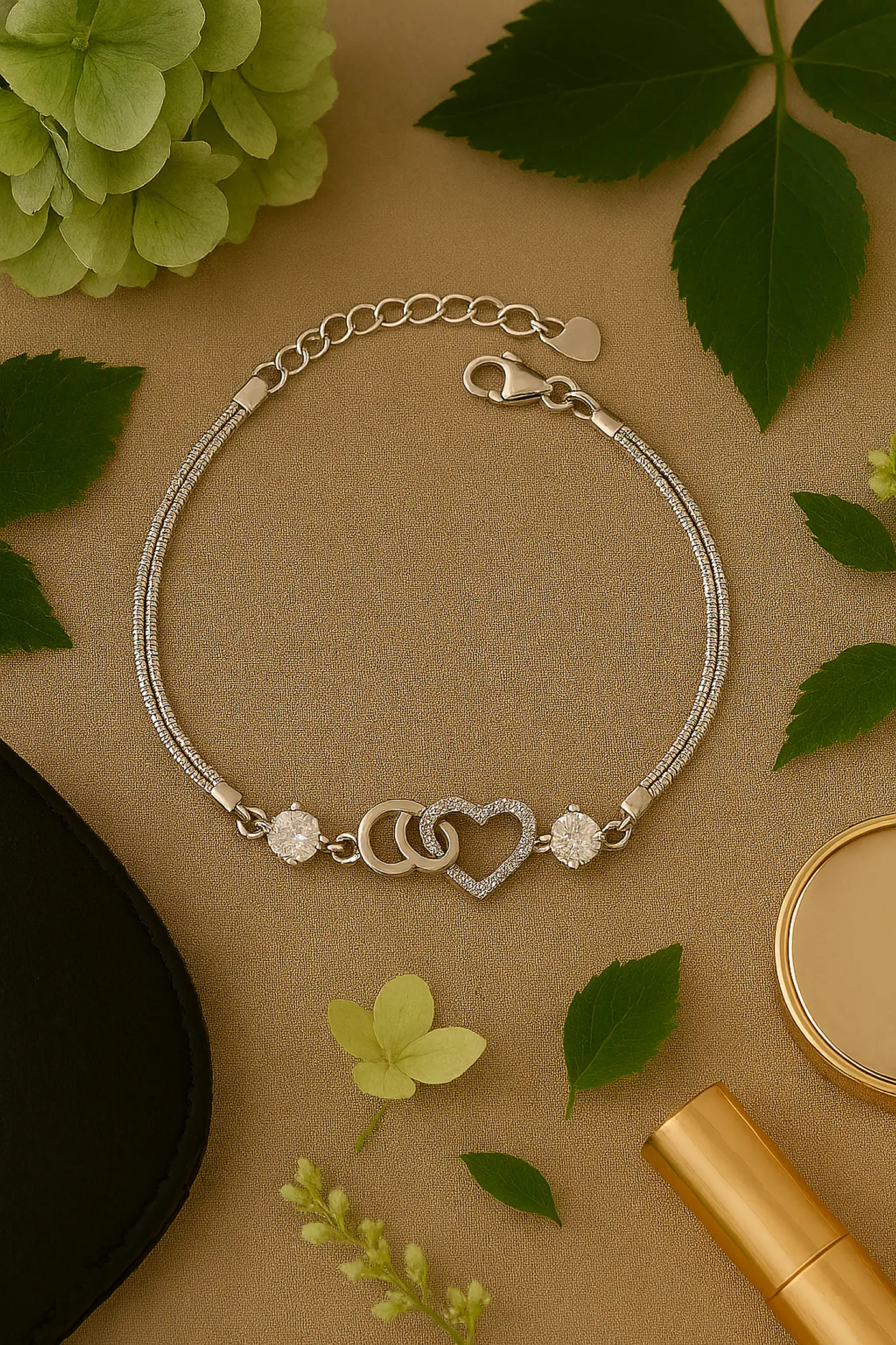Pulsera Plata 925 Corazones Cruzados 1