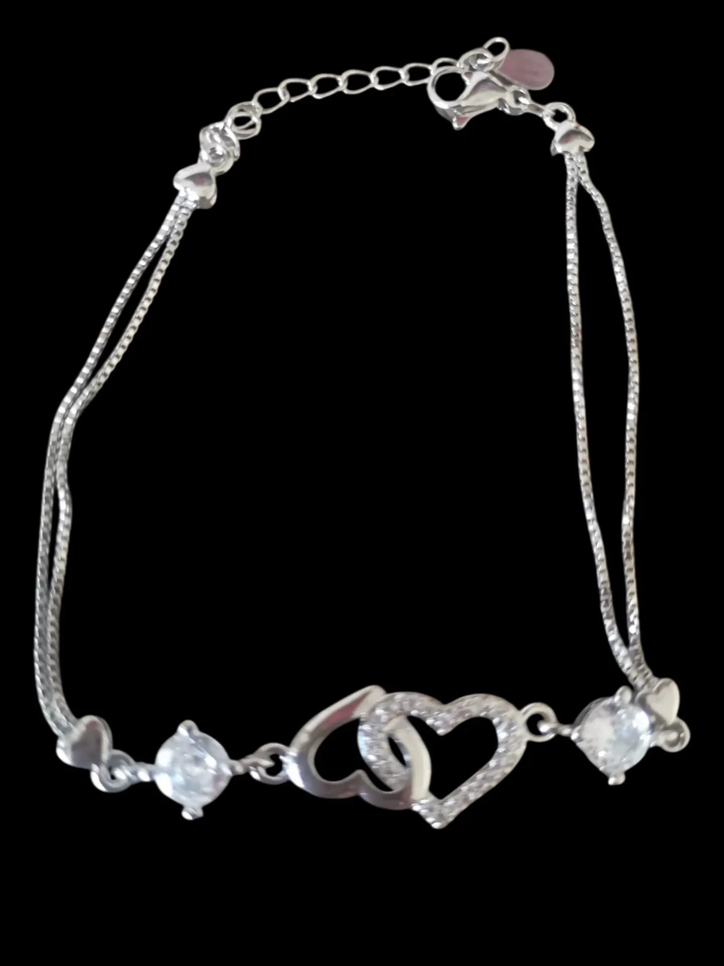 Pulsera Plata 925 Corazones Cruzados 3