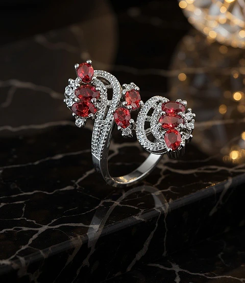 Anillo Plata 925 Rojo