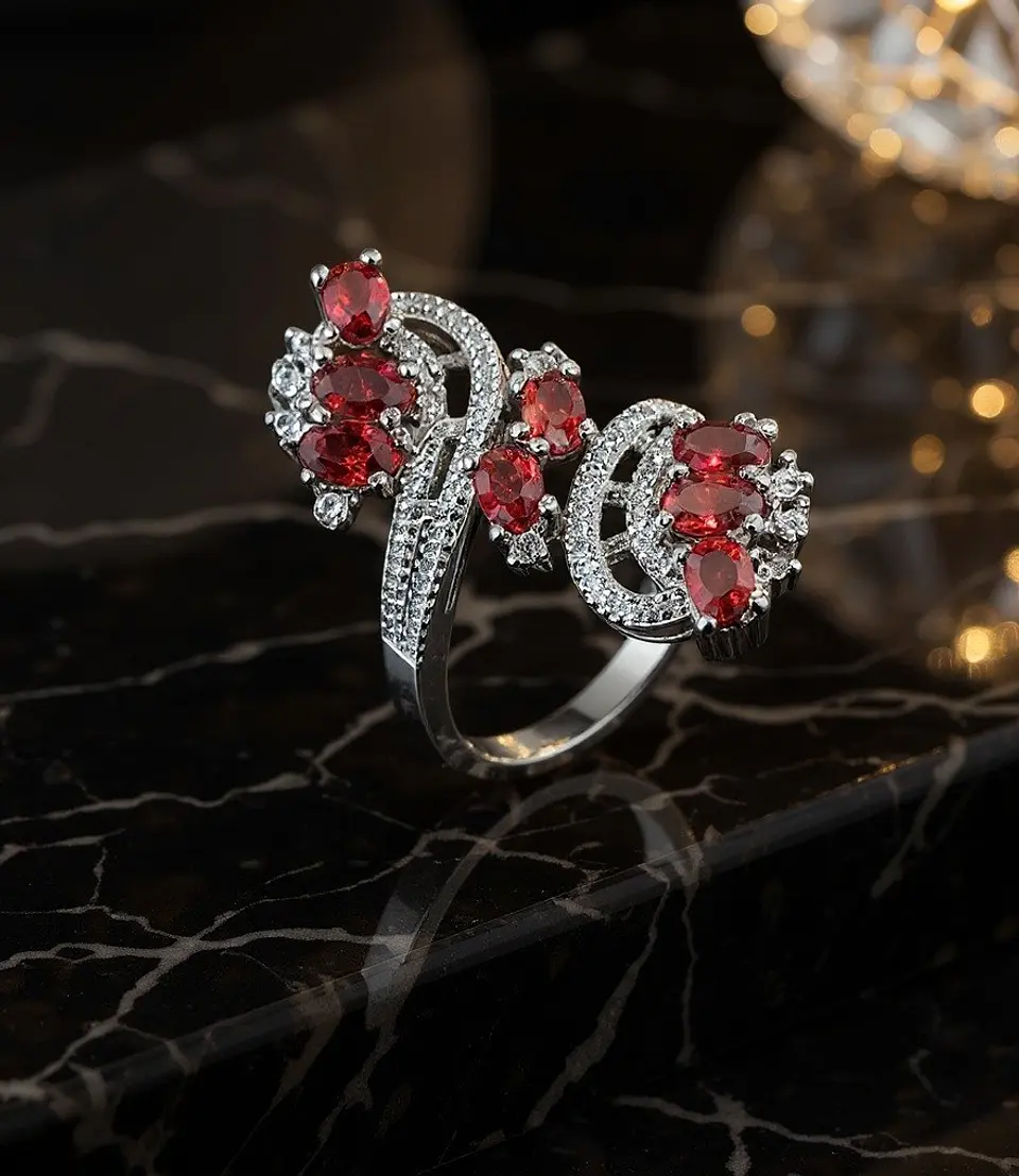 Anillo Plata 925 Rojo 1