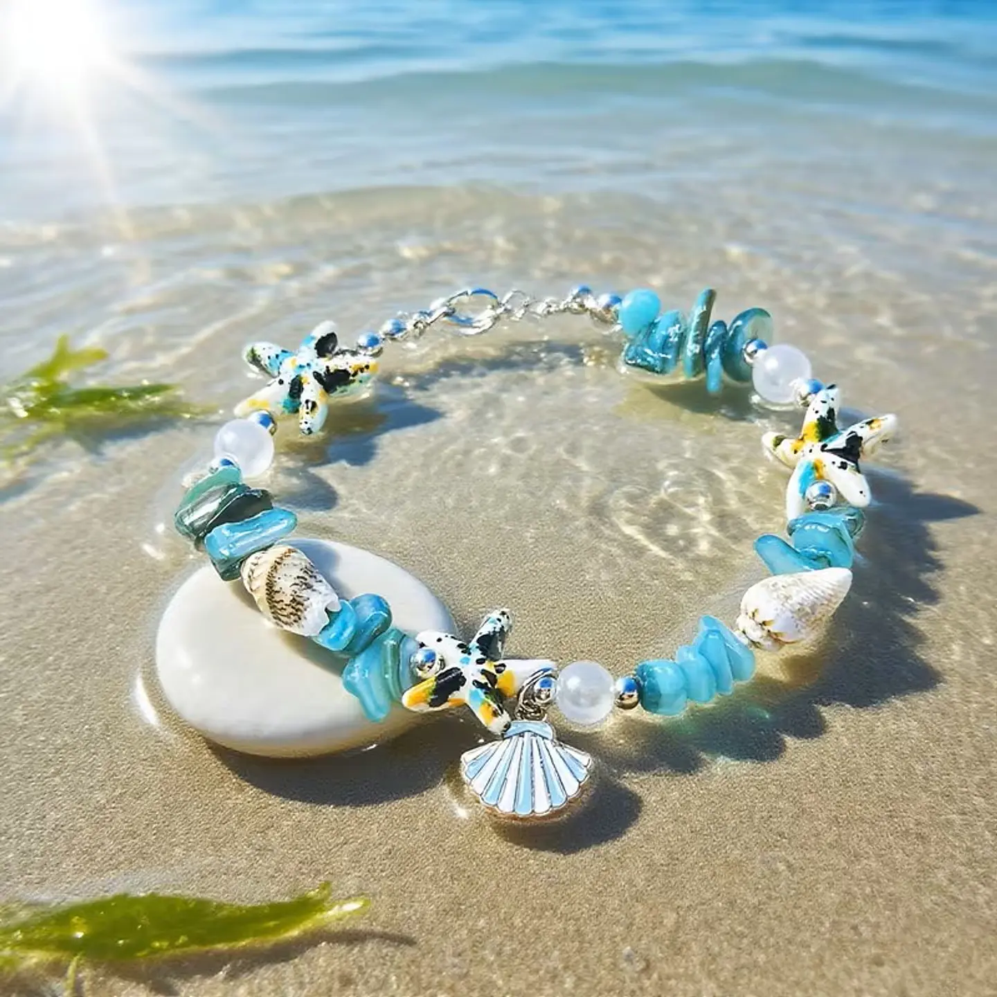 Pulsera Turquesa Conchas 1
