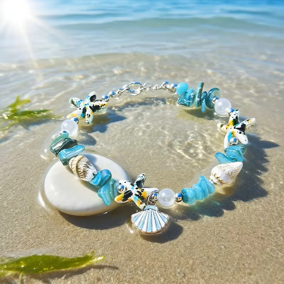 Pulsera Turquesa Conchas 1