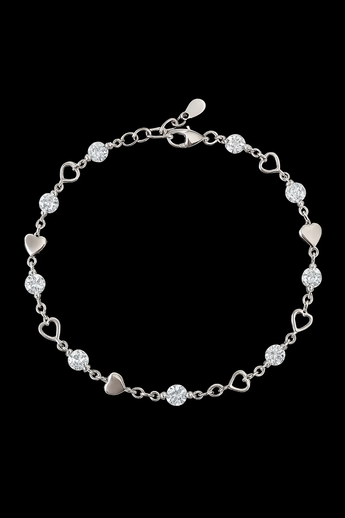 Pulsera Plata 925 Corazones Zirconias 3