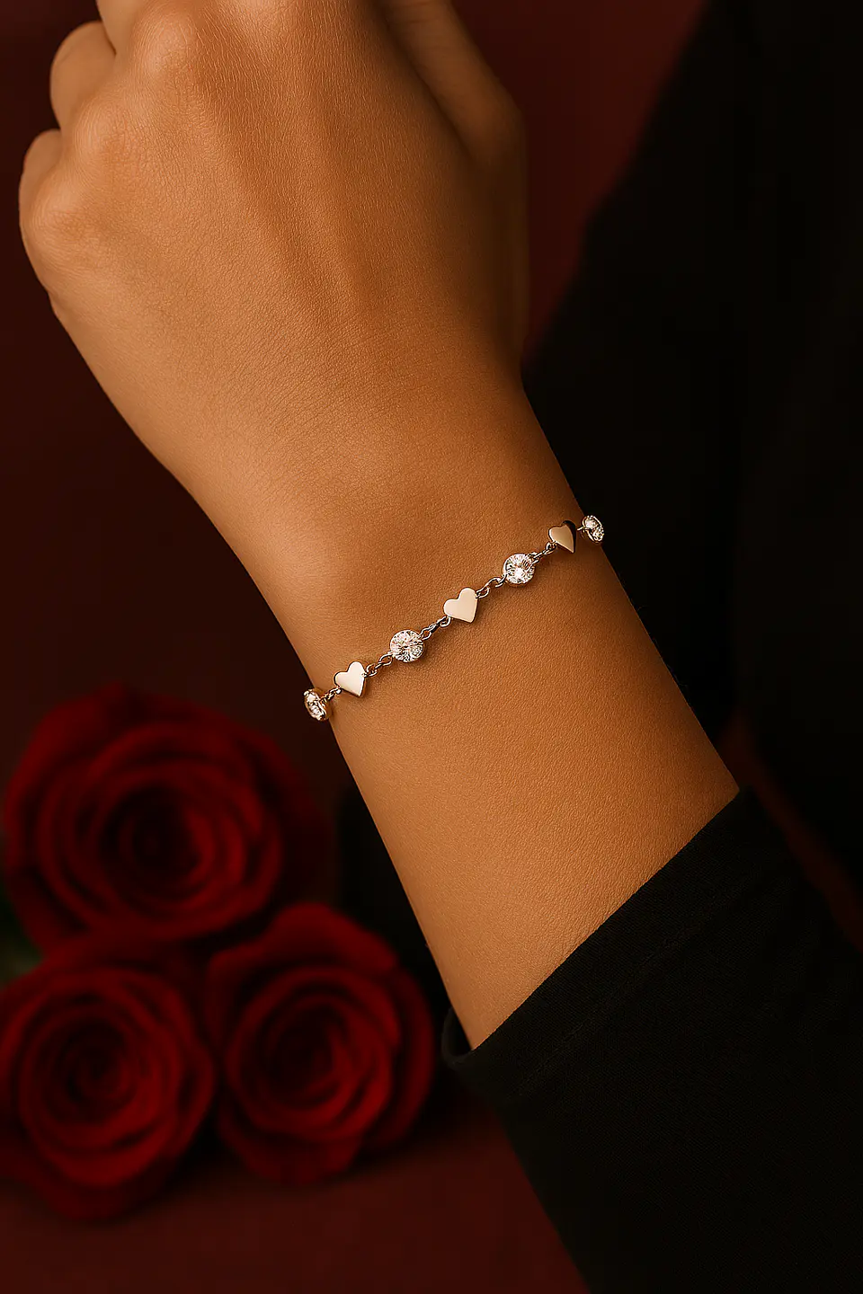 Pulsera Plata 925 Corazones Zirconias 4