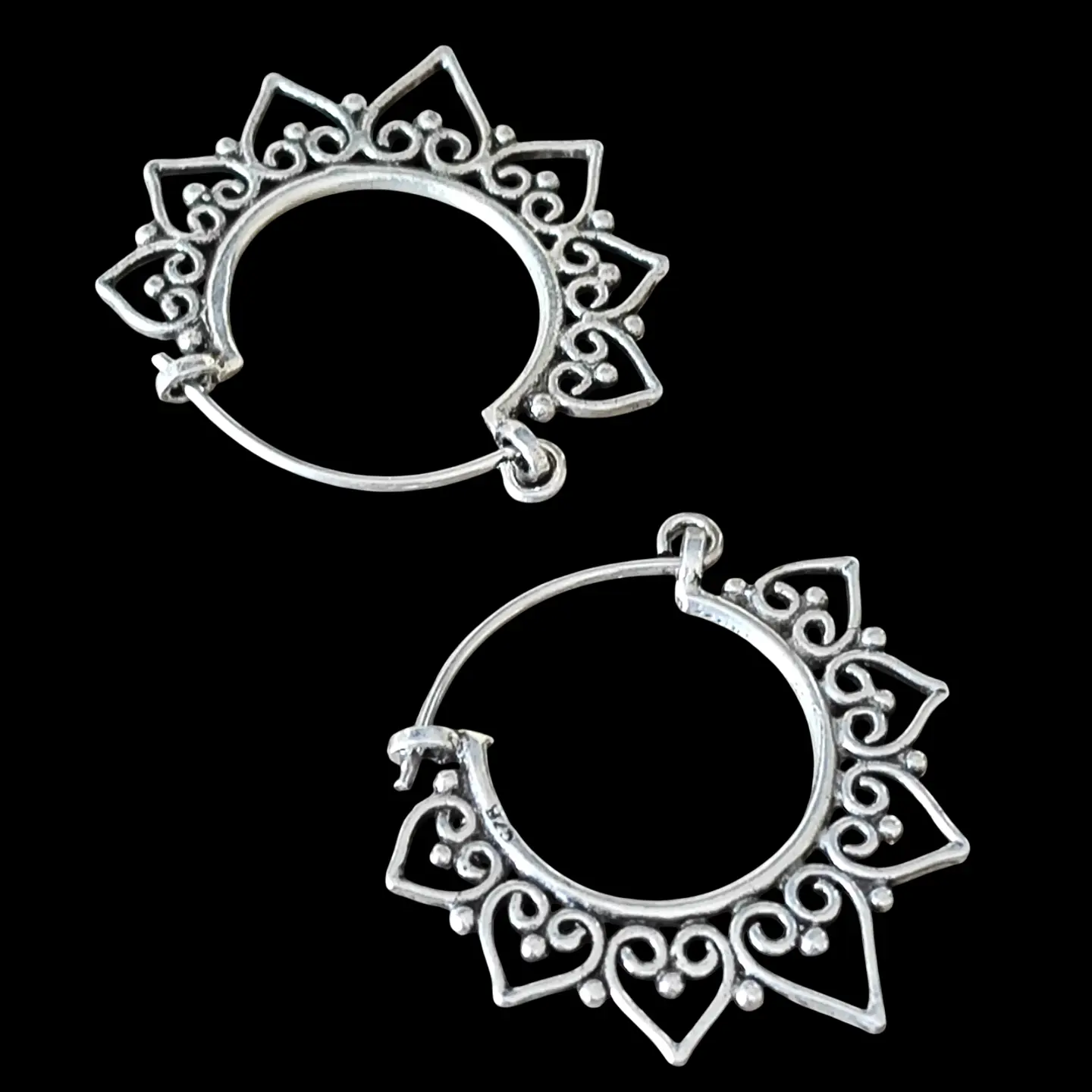 Pendientes Plata Envejecida Medio Sol 2